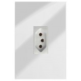 Conjunto Tomada 20a Vertical 4x2 - RECTA Espelhada Gloss (Módulo Prata)